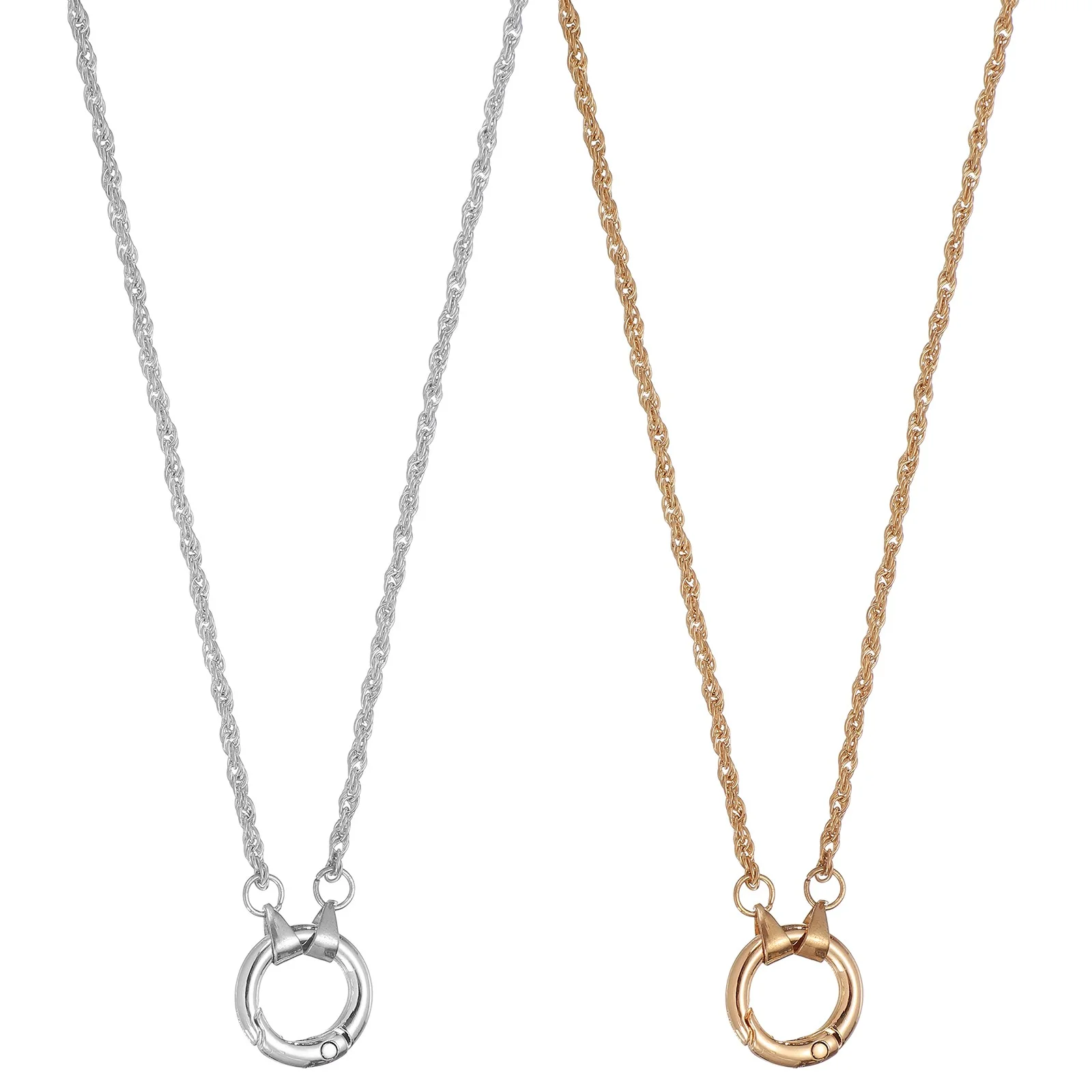 2 Pcs Glasses Holder, Round Eyeglass Holder Necklace Ring for Women, White, Gold